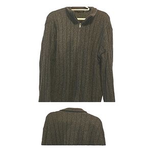 Men's Bill Blass Brown/Tan Zipper Sweater